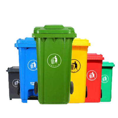 Yeşil HDPE Plastik Tekerlekli Çöp Kovası 100L 120L Dış Mekan Plastik Çöp Kovası