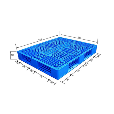 Mavi PP HDPE Plastik Paletler Dinamik Yük 1200KG 1200×1000×150mm