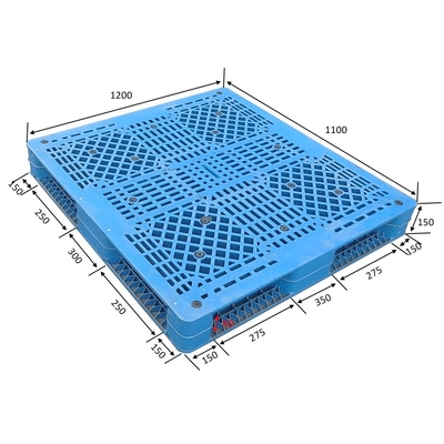 1200 * 1100 * 150mm Metal Raf Depolama Sistemleri Çift Taraflı Yüz İstiflenebilir Plastik Palet